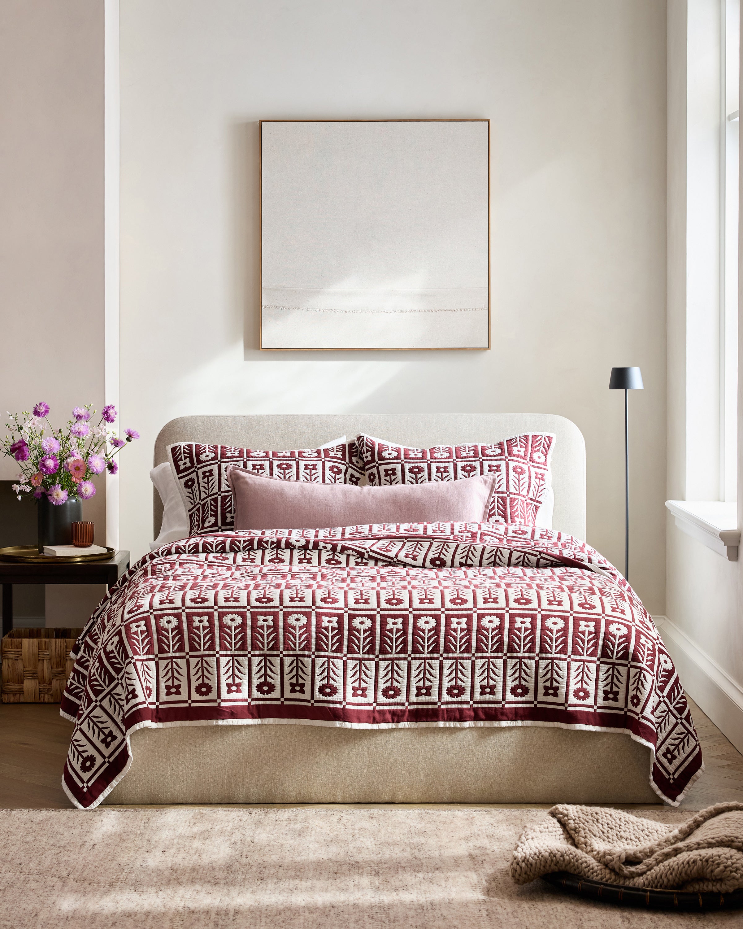 Organic Cotton Jacquard Floral Coverlet Set