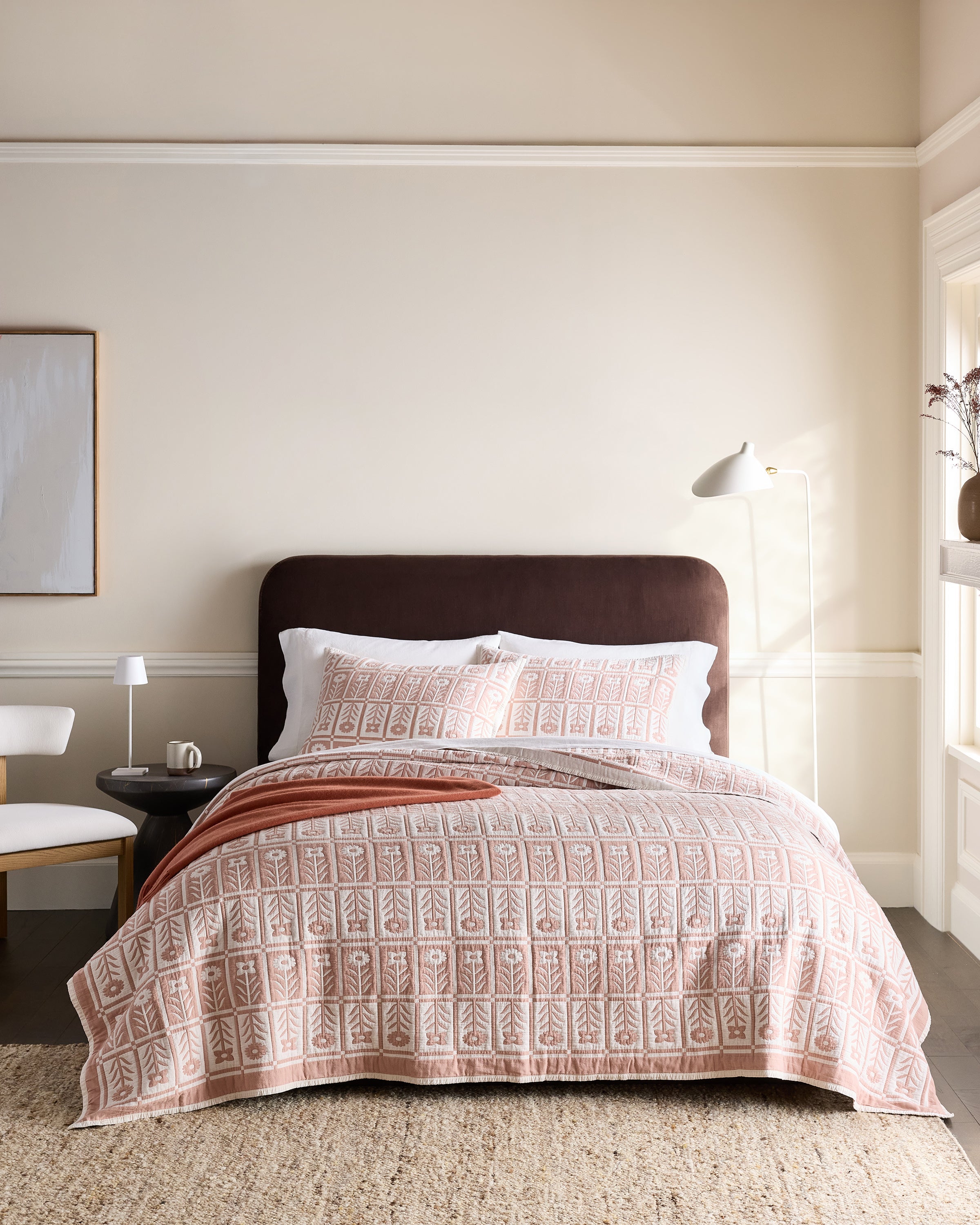 Organic Cotton Jacquard Floral Coverlet Set