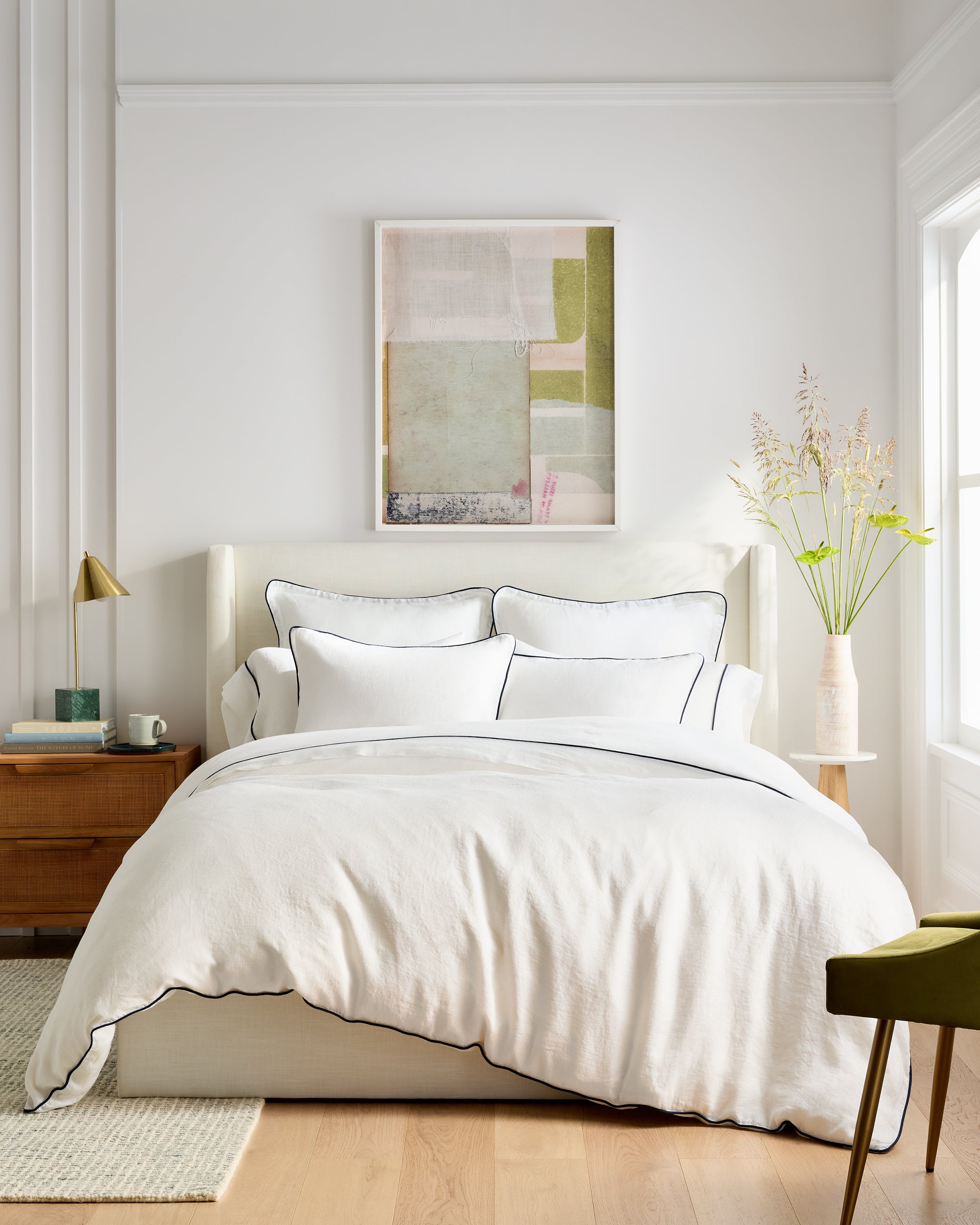 European Linen Piped Deluxe Bedding Bundle