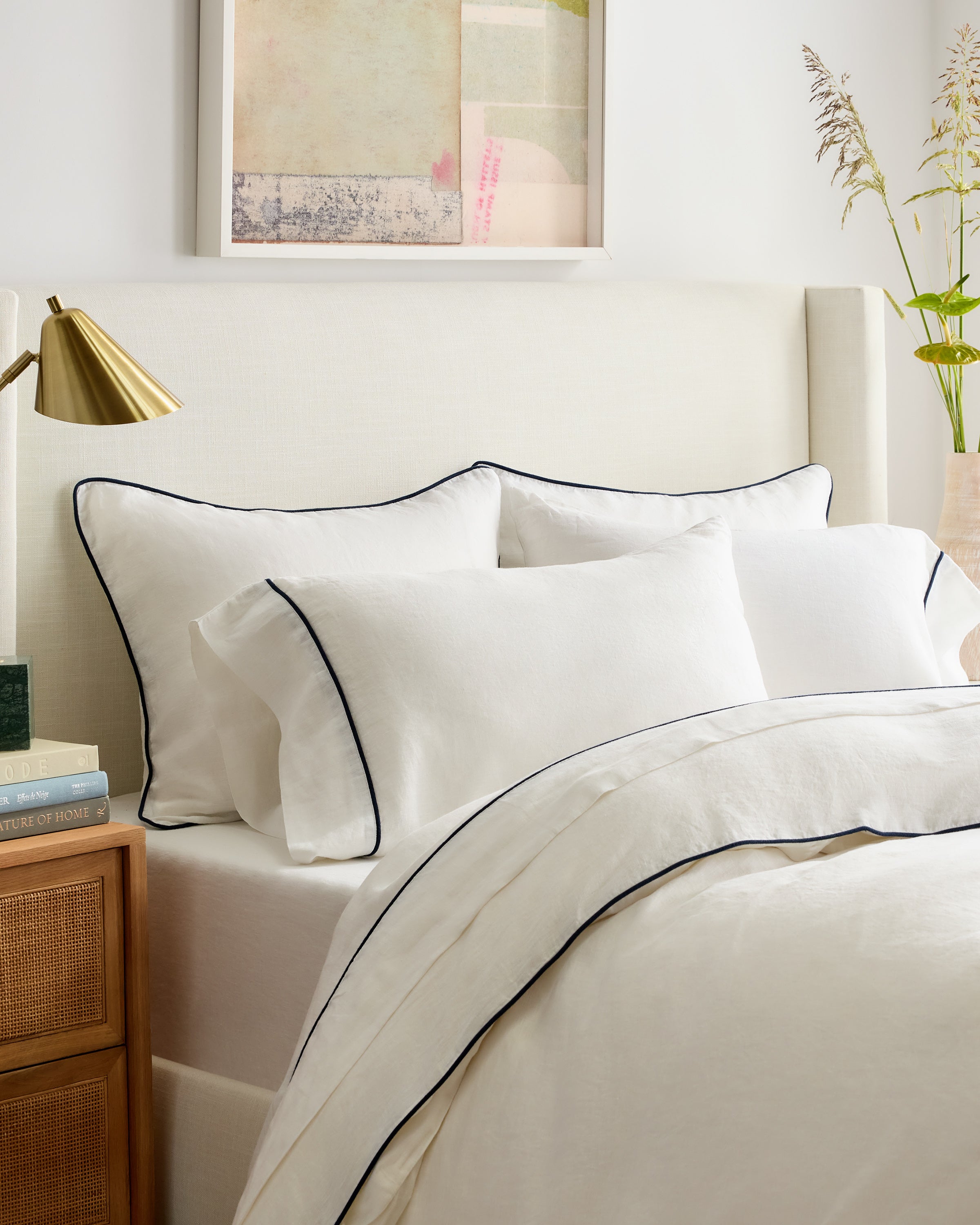 European Linen Piped Deluxe Bedding Bundle