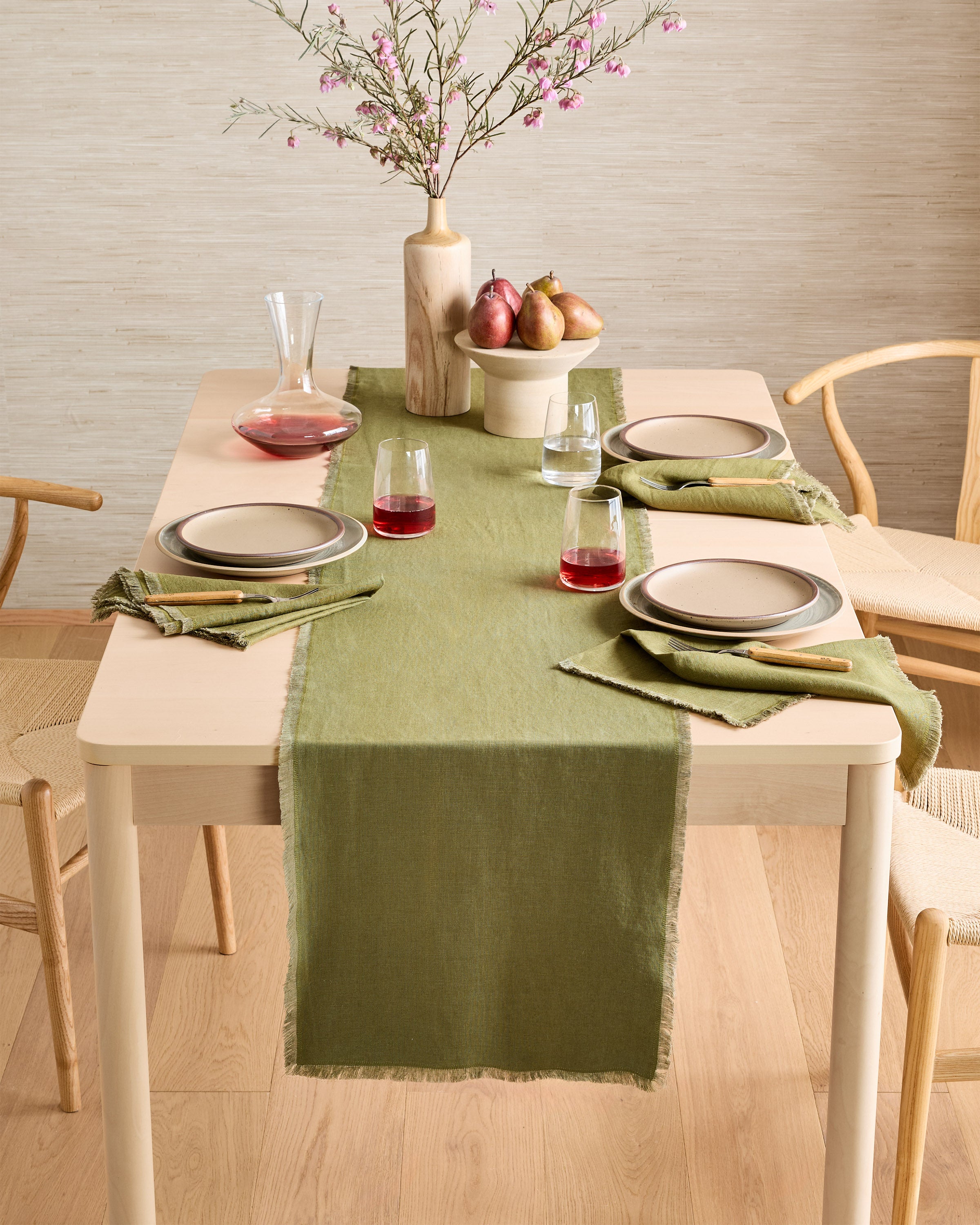 European Linen Fringe Table Runner